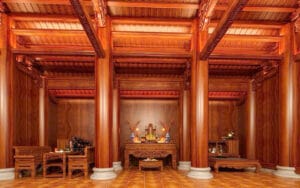 Không gian nội thất nhà gỗ cổ truyền Trần Hưng