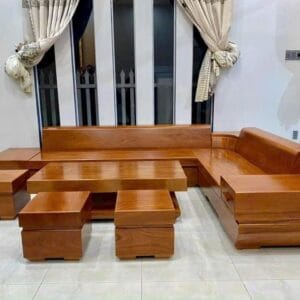 Bộ sofa gỗ gõ đỏ 6 món cao cấp Nhà Gỗ Trần Hưng