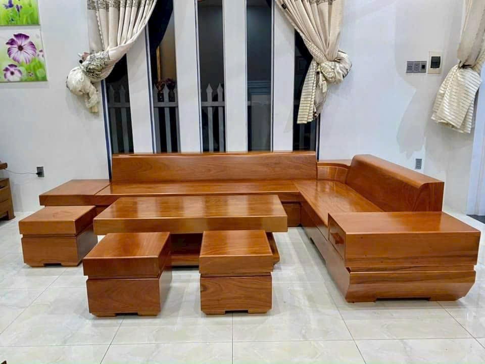 Bộ sofa gỗ gõ đỏ 6 món cao cấp Nhà Gỗ Trần Hưng